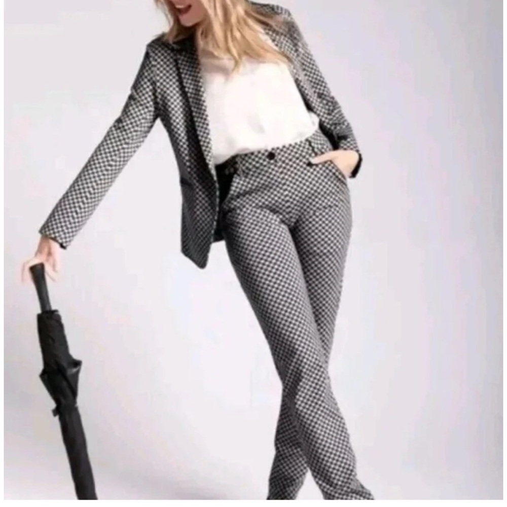 Betabrand NWT Chino Straight Leg Dress Pant/Yoga Pant Catstooth Cat Print‎ - Picture 3 of 7